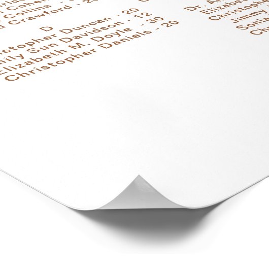 Rustikaler Herbst Hochzeit Alphabetische Sitzplätz Poster (Ecke)