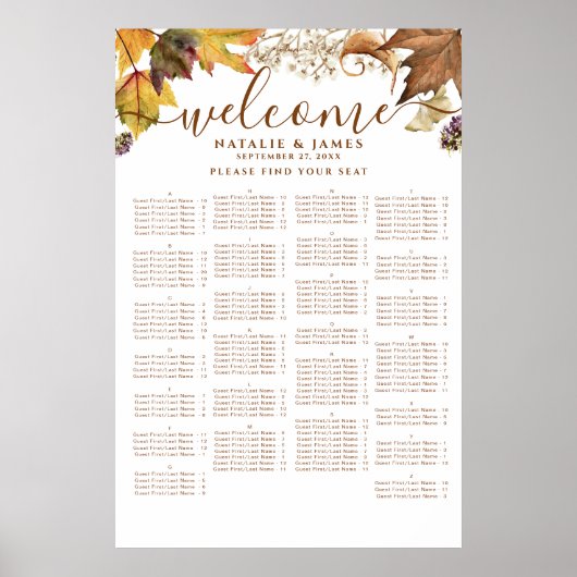 Rustikaler Herbst Hochzeitstisch Poster (Vorne)