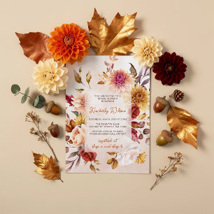 Rustikaler Herbst in Liebe Herbst-Blumen-Braut-Par Einladung
