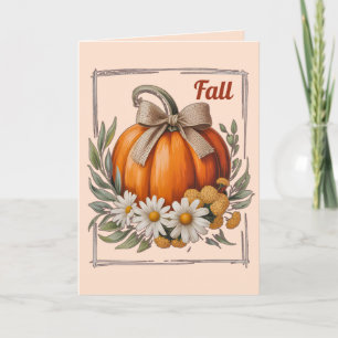 Rustikaler Herbst-Kürbis-Jutebogen-Daisies-Ernte Karte