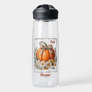 Rustikaler Herbst-Kürbis-Jutebogen-Daisy-Ernte Trinkflasche