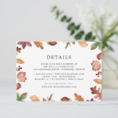Rustikaler Herbst lässt Hochzeit im Herbst Details Begleitkarte (Stehend Vorderseite)