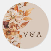 Rustikaler Herbst lässt Mit Monogramm Aufkleber (Vorderseite)