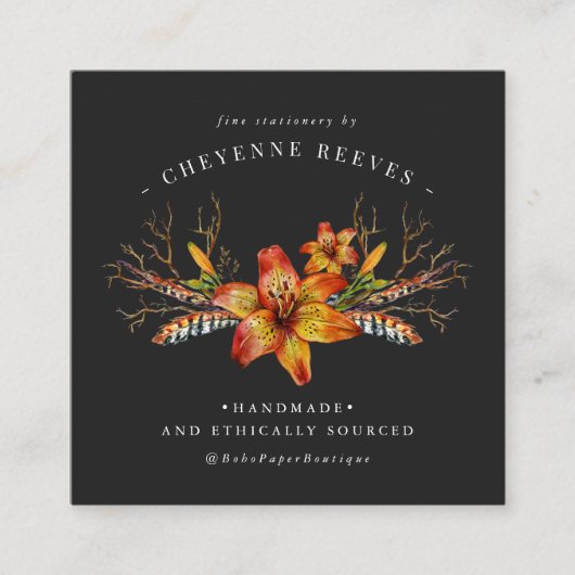 Rustikaler Herbst | Logo für Aquarellbilder Quadratische Visitenkarte (Vorderseite)