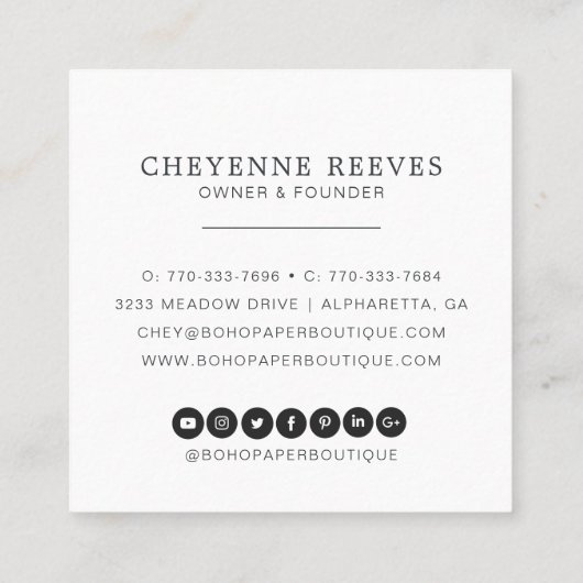 Rustikaler Herbst | Logo für Aquarellbilder Quadratische Visitenkarte (Rückseite)