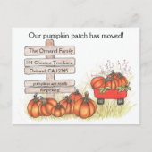 Rustikaler Herbst neuer Address Pumpkin Patch Ankündigungspostkarte (Vorderseite)