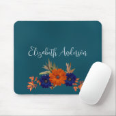 Rustikaler Herbst Orange Navy Blauer Flora Mousepad (Mit Mouse)