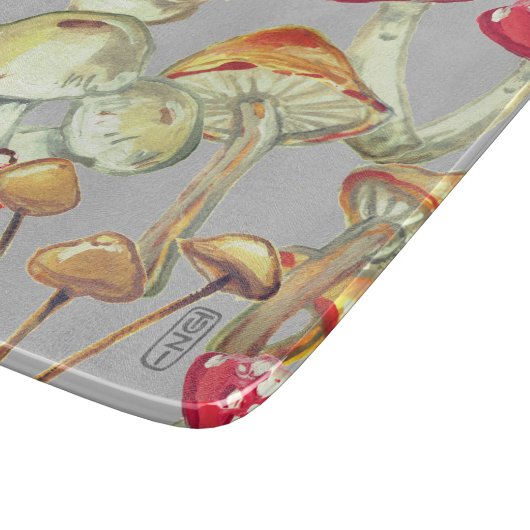 Rustikaler Herbst Pilz-Wald Natur Grau Schneidebrett (Ecke)