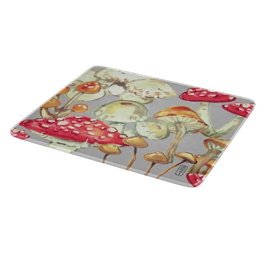 Rustikaler Herbst Pilz-Wald Natur Grau Schneidebrett (Ecke)