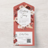 Rustikaler Herbst Rust Floral auf Rust QR-Code All In One Einladung (Innen Boden)