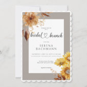 Rustikaler Herbst Sonnenblume Taupe Weißer Brunch Einladung (Vorderseite)