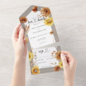 Rustikaler Herbst Sonnenblumen Taupe & White No Di All In One Einladung (Abreißen)