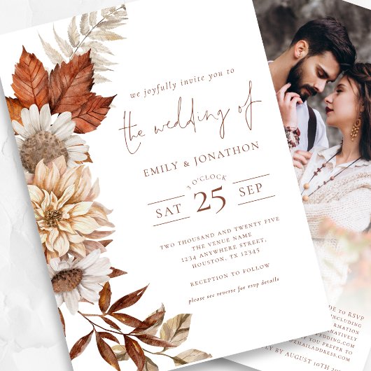 Rustikaler Herbst Terracotta Florals QR Code Hochz Einladung