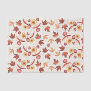 Rustikaler Herbst und Herbstlaube und Cranberries Seidenpapier