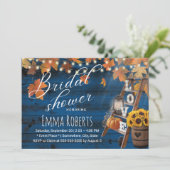 Rustikaler Herbst Verlassen Liebe Ladder Navy Brau Einladung (Stehend Vorderseite)