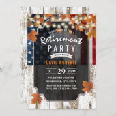 Rustikaler Herbst verlässt die US-Flagge für das m Einladung (Vorne/Hinten)