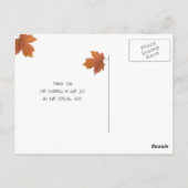 Rustikaler Herbst verlässt Hochzeit im Herbst Dank Postkarte (Rückseite)