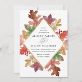 Rustikaler Herbst verlässt Hochzeit im Herbst Einladung (Vorderseite)