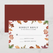 Rustikaler Herbst verlässt Hochzeit im Herbst RSVP Karte (Vorne/Hinten)