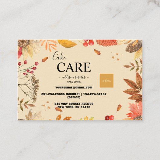 Rustikaler Herbst Visitenkarte (Rückseite)