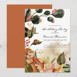 Rustikaler Herbst Wasserfarbe Geburtstag Einladung