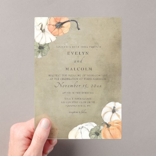 Rustikaler Herbst Weißer Herbst, Orange Pumpkins H Acryleinladungen (Insitu (Handheld))