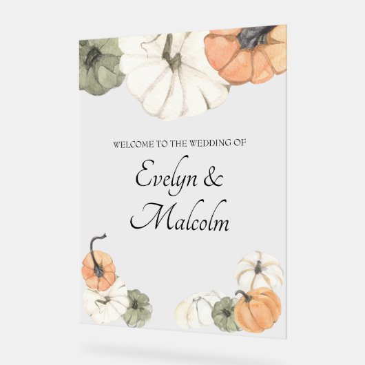 Rustikaler Herbst Weißer Herbst, Orange Pumpkins H Acrylschild (Winkel)