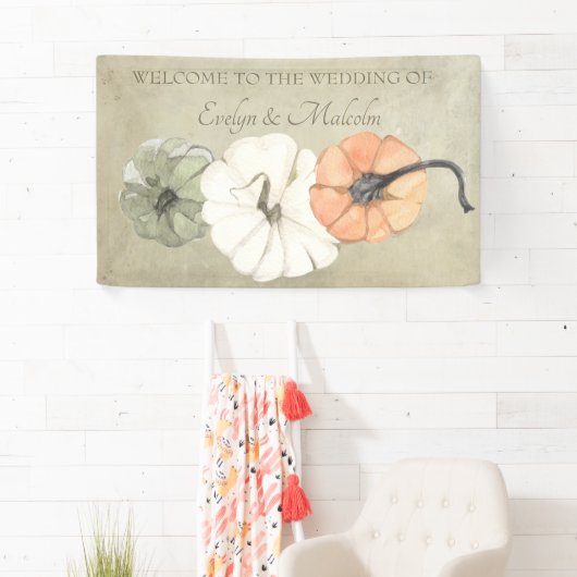 Rustikaler Herbst Weißer Herbst, Orange Pumpkins H Banner (Insitu)