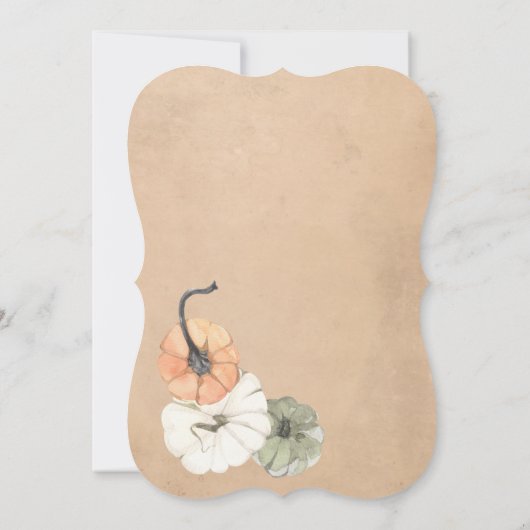 Rustikaler Herbst Weißer Herbst, Orange Pumpkins H Einladung (Rückseite)