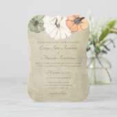 Rustikaler Herbst Weißer Herbst, Orange Pumpkins H Einladung (Stehend Vorderseite)