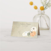 Rustikaler Herbst Weißer Herbst, Orange Pumpkins H Platzkarte (Rückseite)