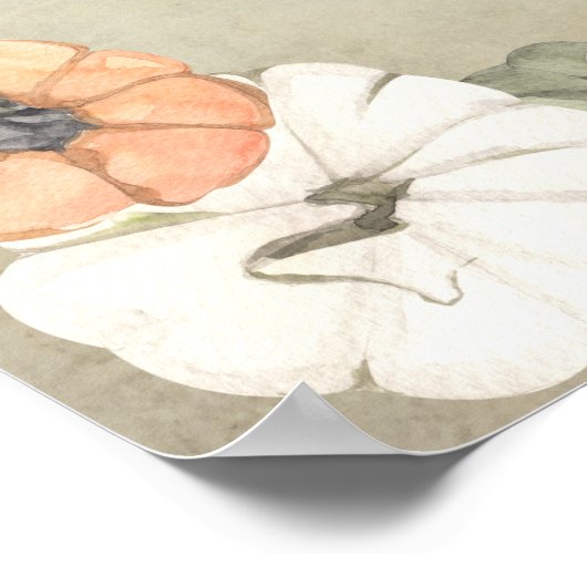 Rustikaler Herbst Weißer Herbst, Orange Pumpkins H Poster (Ecke)