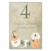 Rustikaler Herbst Weißer Herbst, Orange Pumpkins H Tischnummer (Rückseite)