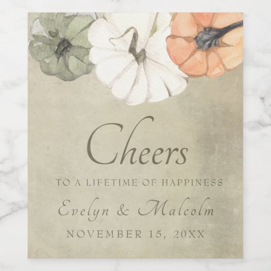 Rustikaler Herbst Weißer Herbst, Orange Pumpkins H Weinetikett (Einzelnes Label)