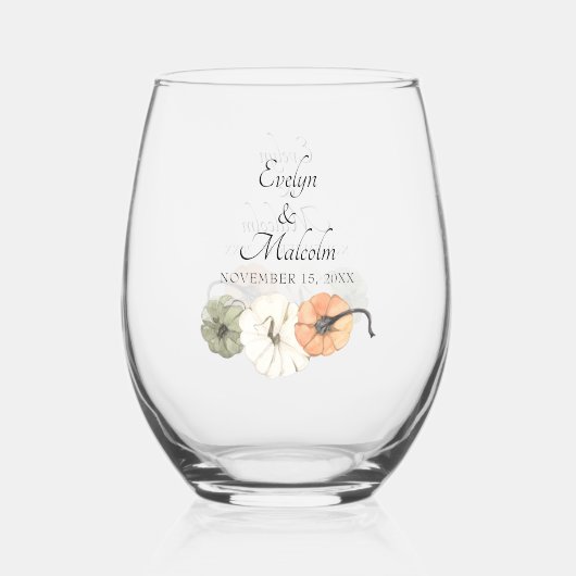 Rustikaler Herbst Weißer Herbst, Orange Pumpkins H Weinglas Ohne Stiel (Rückseite)