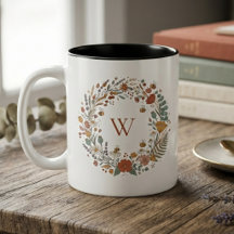 Rustikaler Herbst-Wildblumenkranz-Monogramm