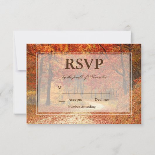 Rustikaler Herbstbaum Hochzeit RSVP Karte (Vorderseite)