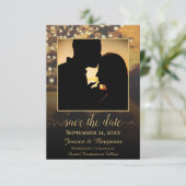Rustikaler Herbstbaum mit Foto Hochzeit Save The Date (Stehend Vorderseite)