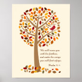 Rustikaler Herbstbaum Psalm 91 Christliche Bibelve Poster (Vorne)