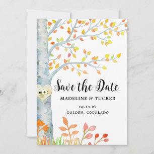 Rustikaler Herbstblätter-QR-Code Save-the-Date Save The Date