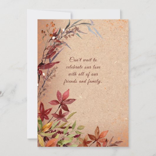 Rustikaler Herbstblutburgund Amber Amber Floral Save The Date (Rückseite)