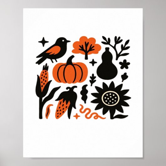 Rustikaler Herbsternte Folk Klassischer T - Shirt Poster (Vorne)