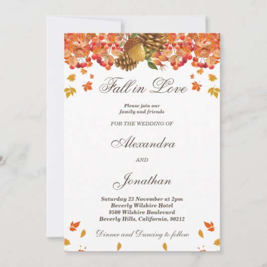 Rustikaler Herbstfall bei Liebe Hochzeit Einladung (Vorderseite)