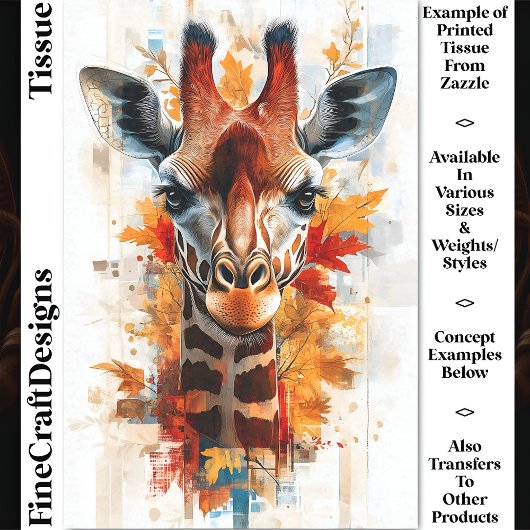 Rustikaler Herbstfall Giraffe Portrait DE3 Decoupa Seidenpapier