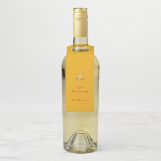 Rustikaler Herbstfall Pumpkin Erntedank Flaschenanhänger (Auf Flasche)