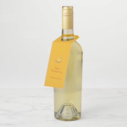 Rustikaler Herbstfall Pumpkin Erntedank Flaschenanhänger (Angewinkelt)