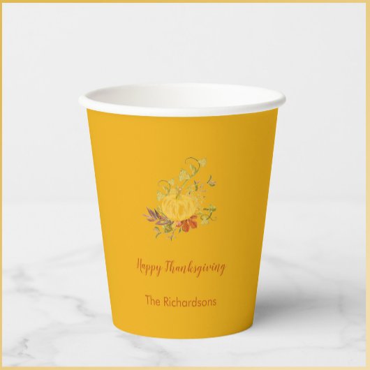 Rustikaler Herbstfall Pumpkin Erntedank Pappbecher