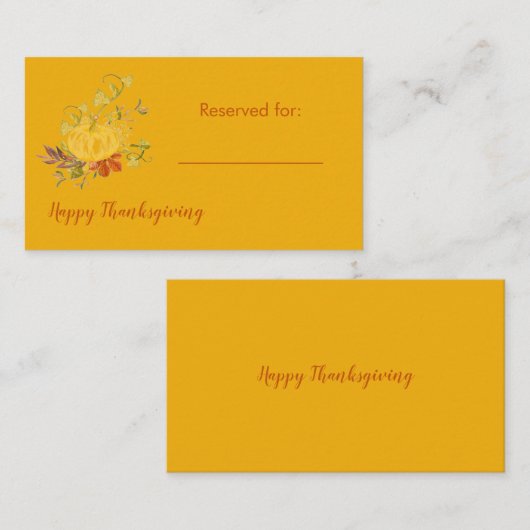 Rustikaler Herbstfall Pumpkin Erntedank Platzkarte (Vorne/Hinten)