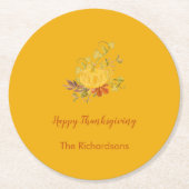 Rustikaler Herbstfall Pumpkin Erntedank Runder Pappuntersetzer (Vorderseite)