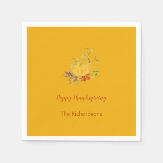 Rustikaler Herbstfall Pumpkin Erntedank Serviette (Vorderseite)